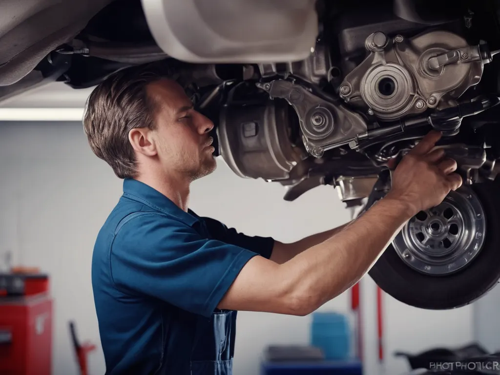 Mechanic working on car