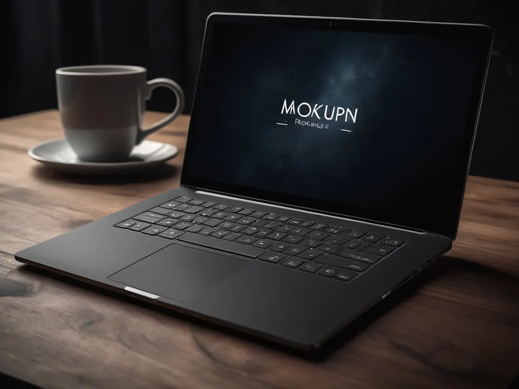 Realistic Elegant Dark Laptop Mockup