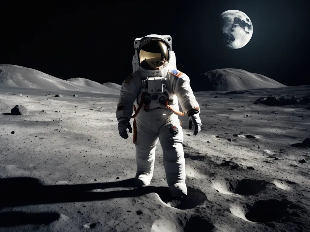 Astronaut exploring the moon surface