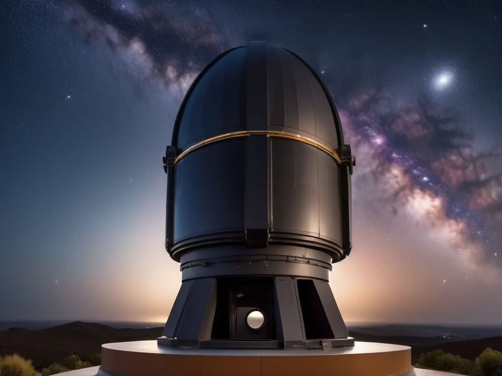 Telescope in observatory viewing the night sky