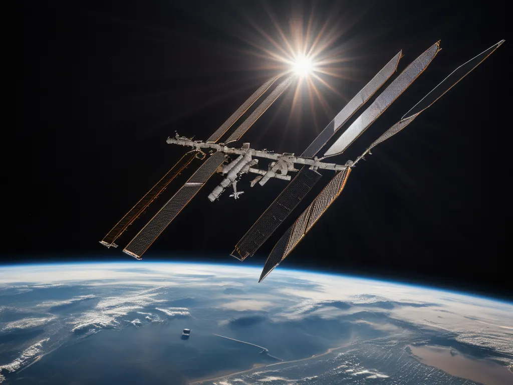 Space station orbiting Earth