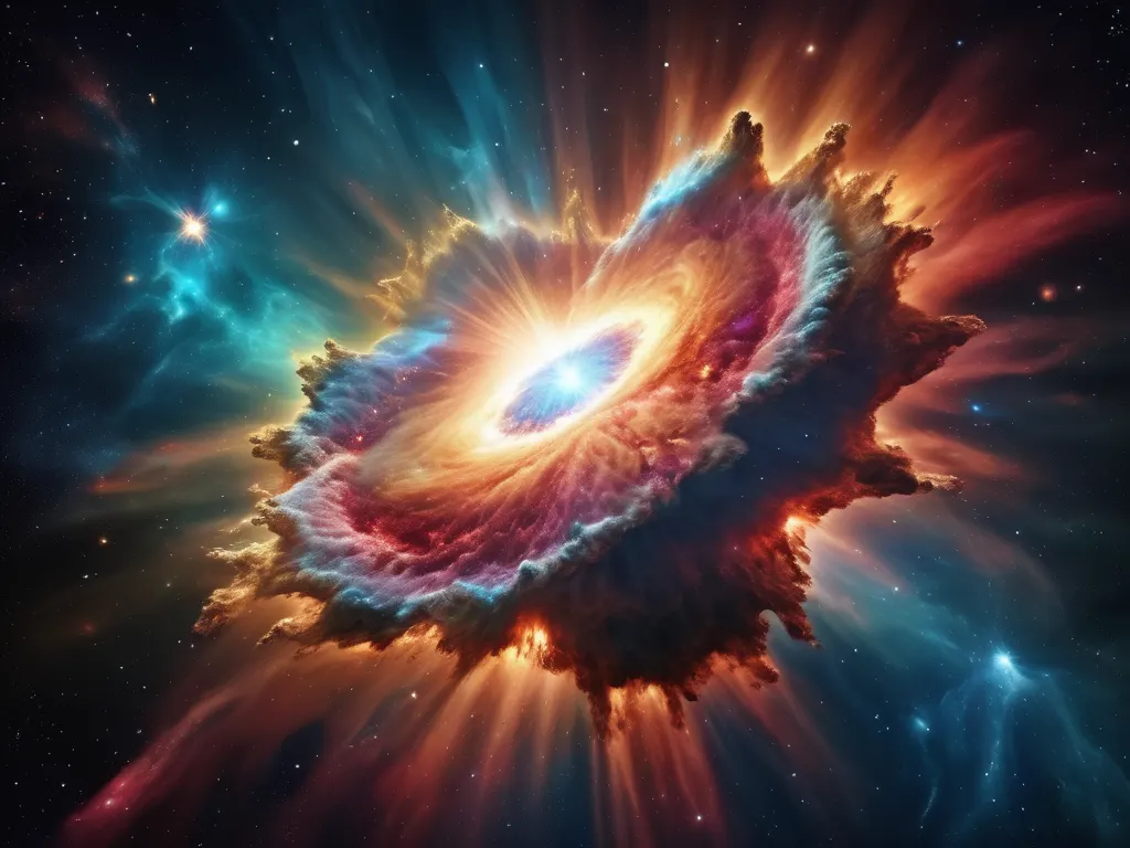Supernova explosion in deep space