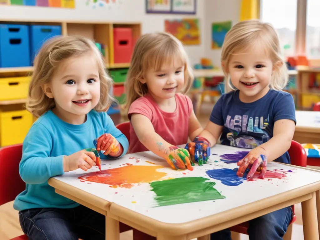 Toddlers engaged in creative activities