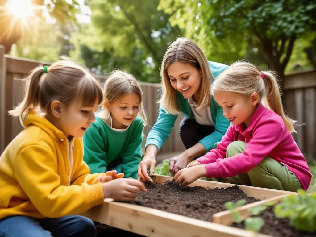 Children learning outdoors in nature