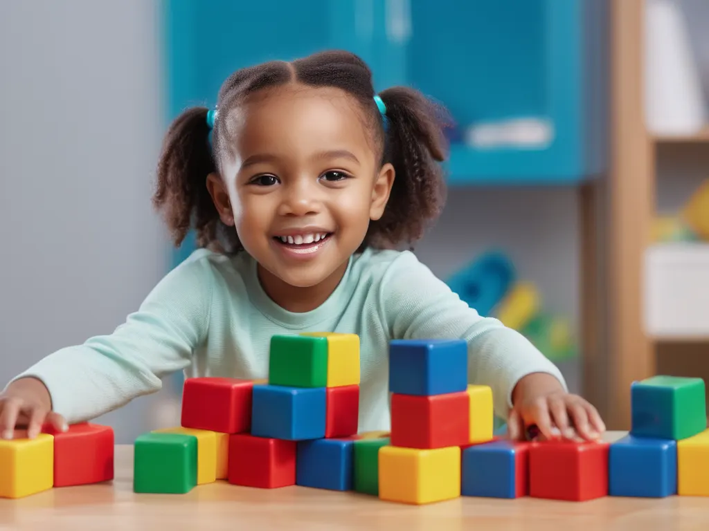 Child playing with toy blocks