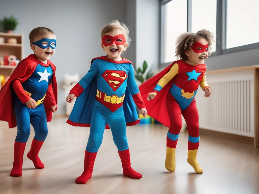 Children in superhero costumes