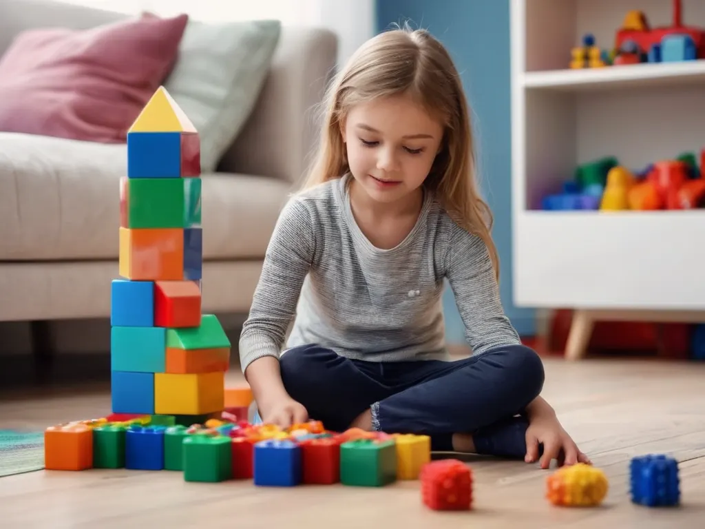 Girl playing with blocks