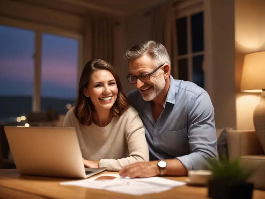 Couple reviewing their financial portfolio and insurance plans together