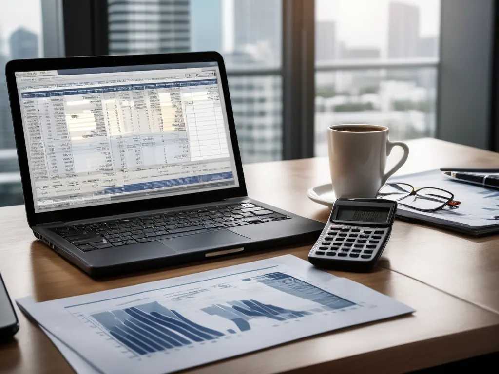Financial advisor desk with documents and calculator