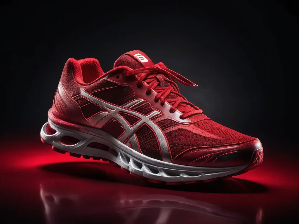 VELOX red athletic running shoe