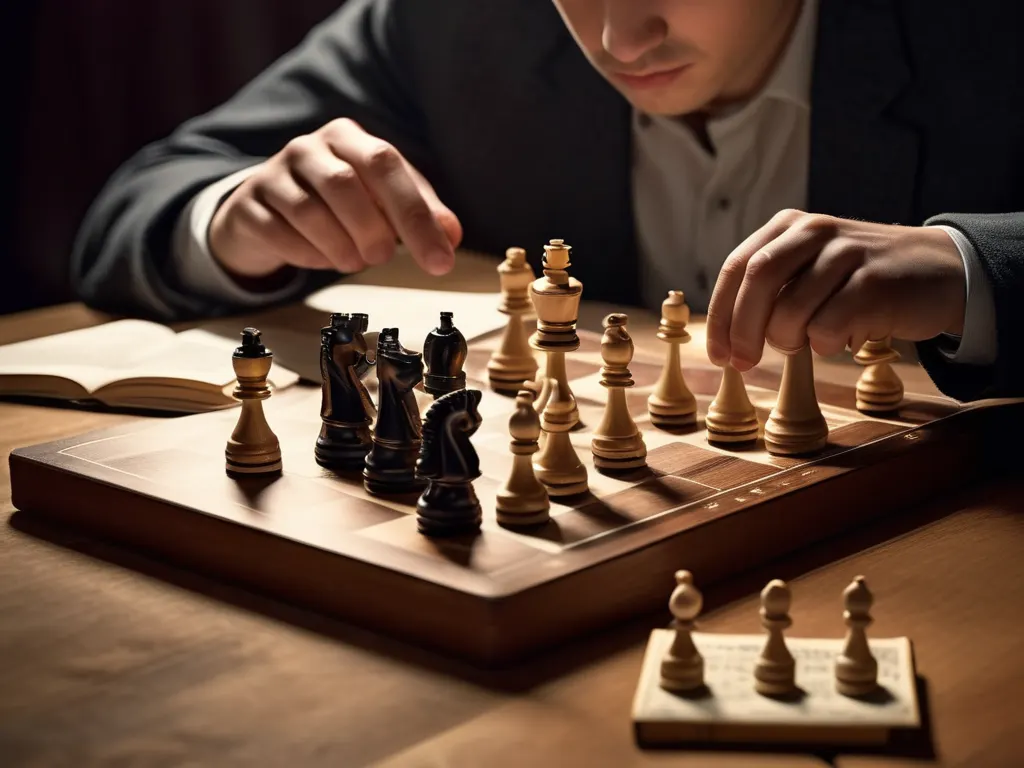 Chess player studying opening theory