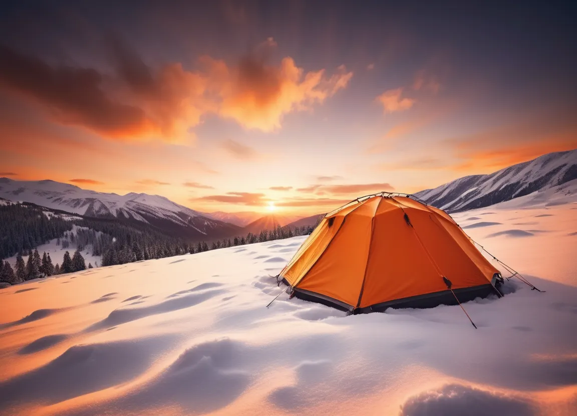 Snow camp sunset