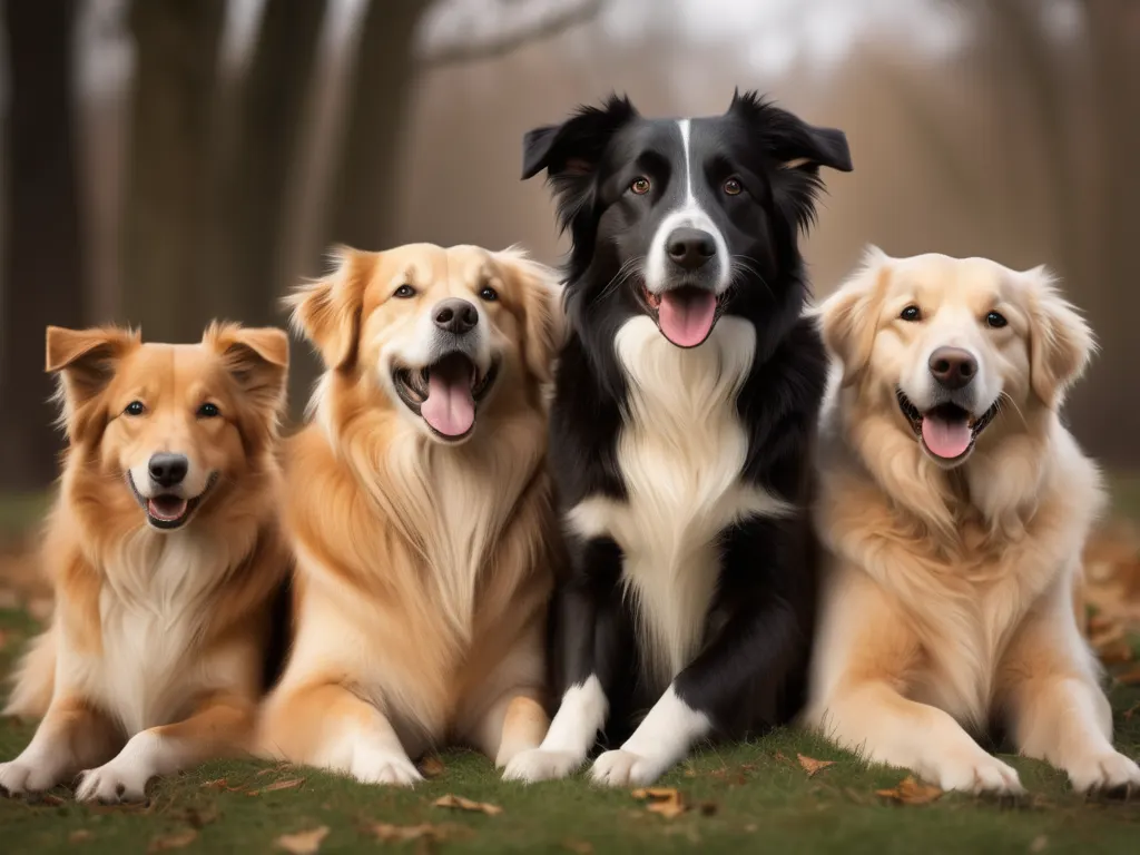 Happy dogs group portrait