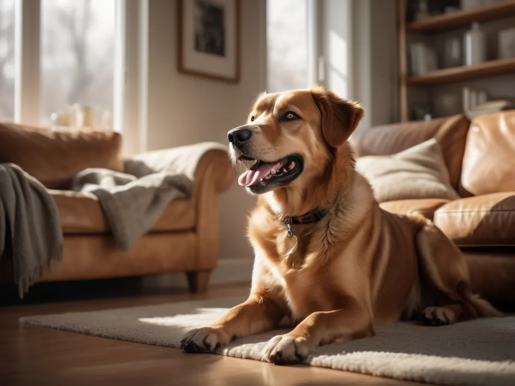 Happy dog at home