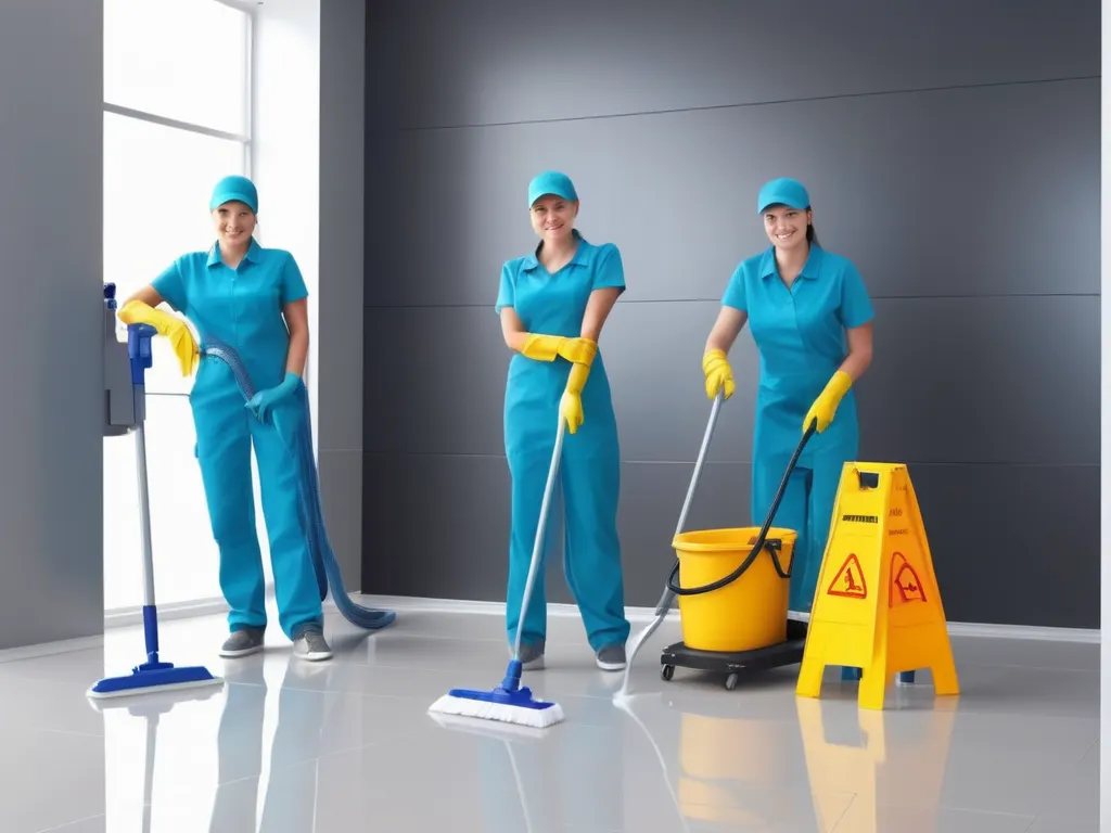 Cleaning team at work