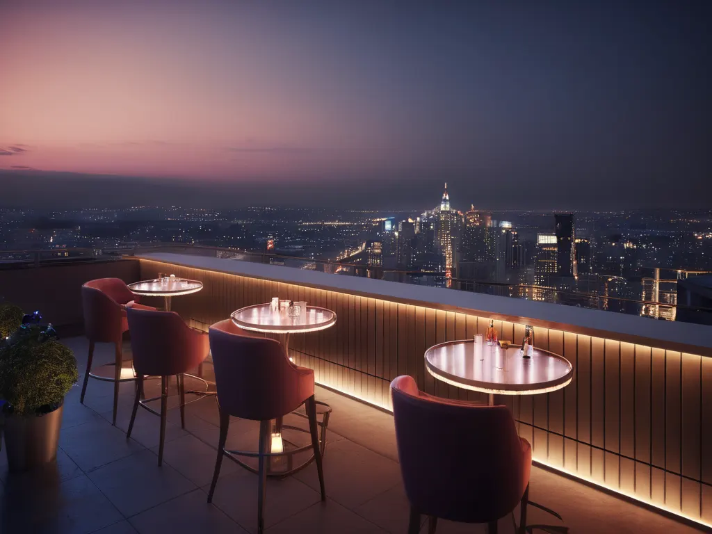Rooftop bar with city view