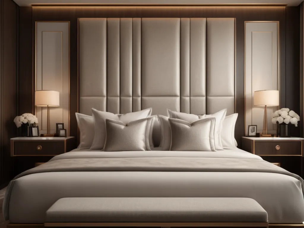 Luxurious hotel room with king-size bed and elegant decor