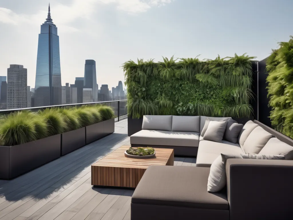 Rooftop garden with plants
