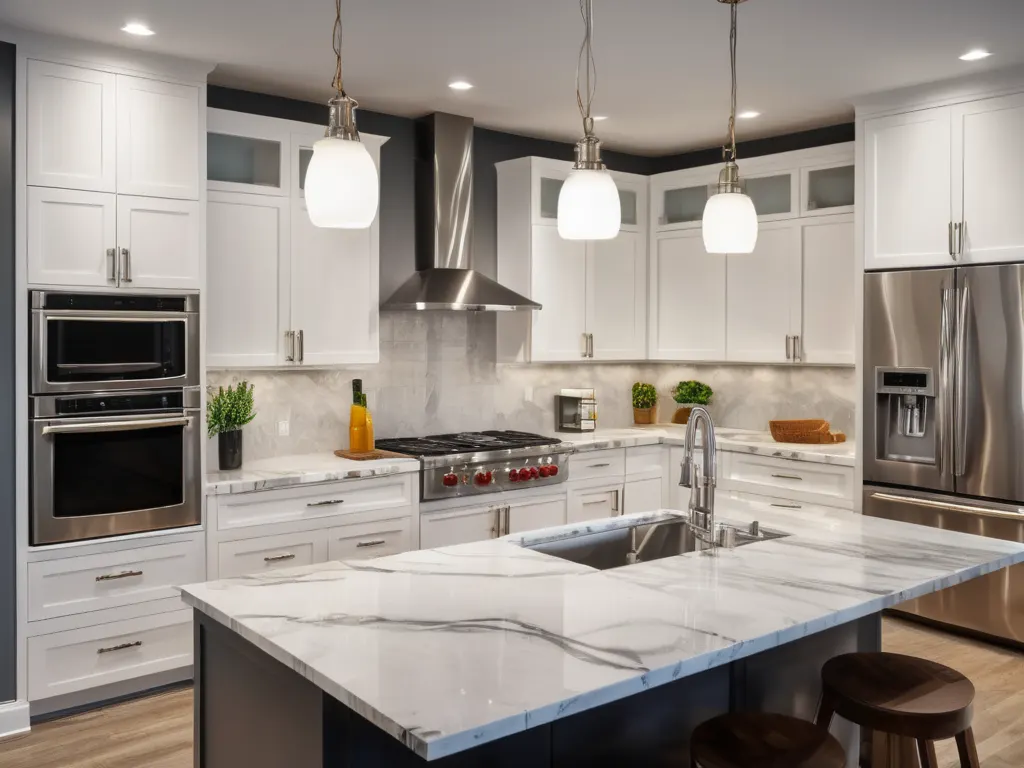 Modern kitchen renovation with white cabinets