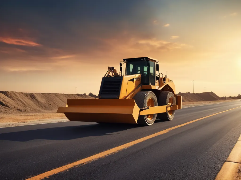 Road paving construction work