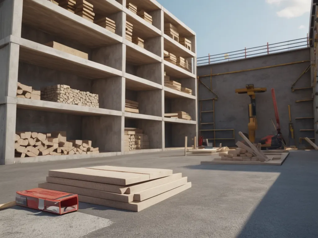 Construction site with roofing materials