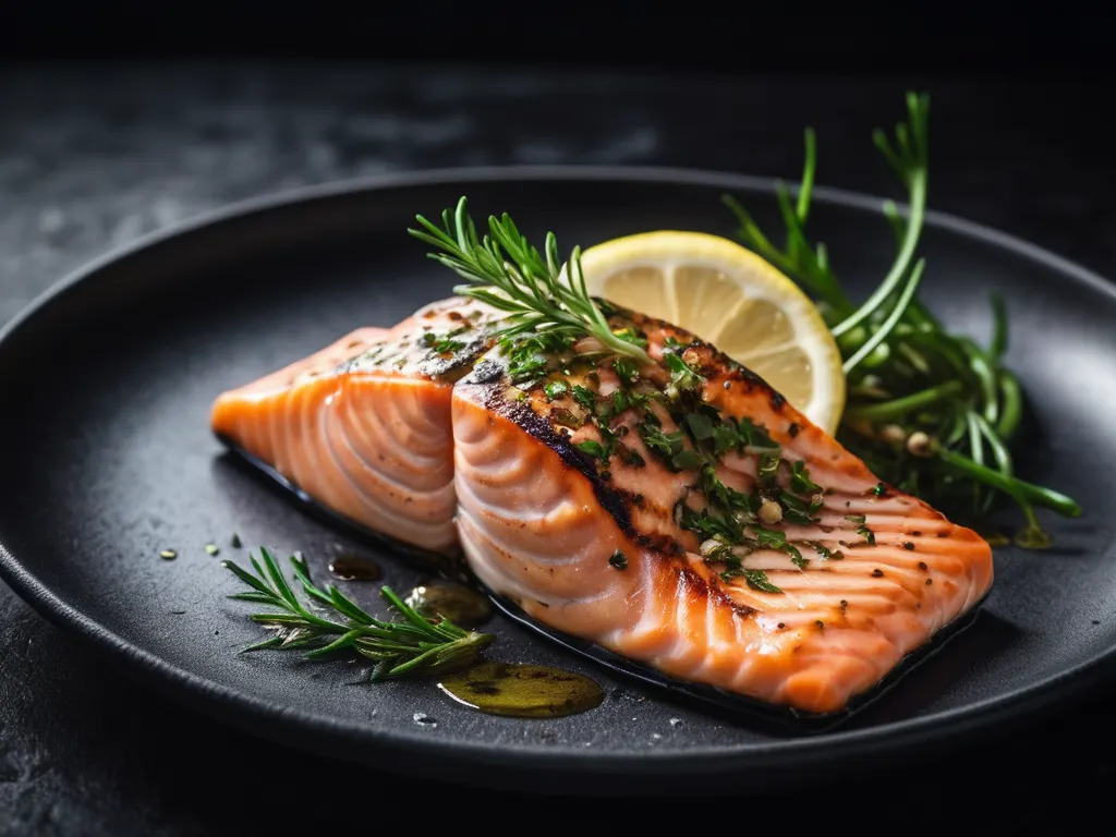 Grilled salmon dish