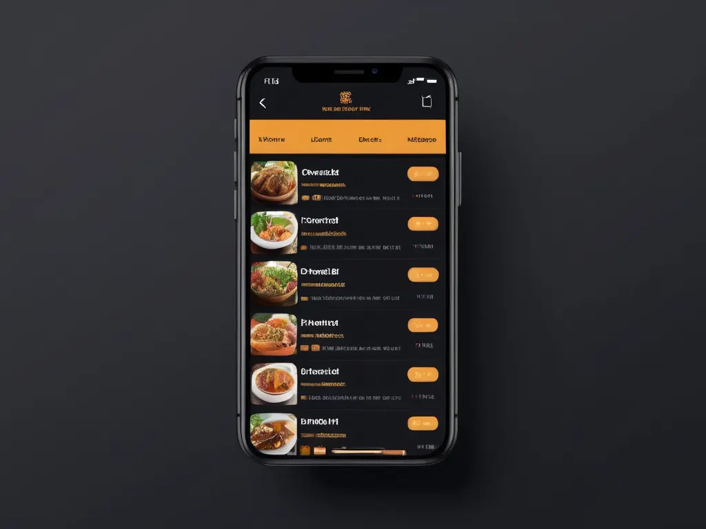 Food ordering app on phone