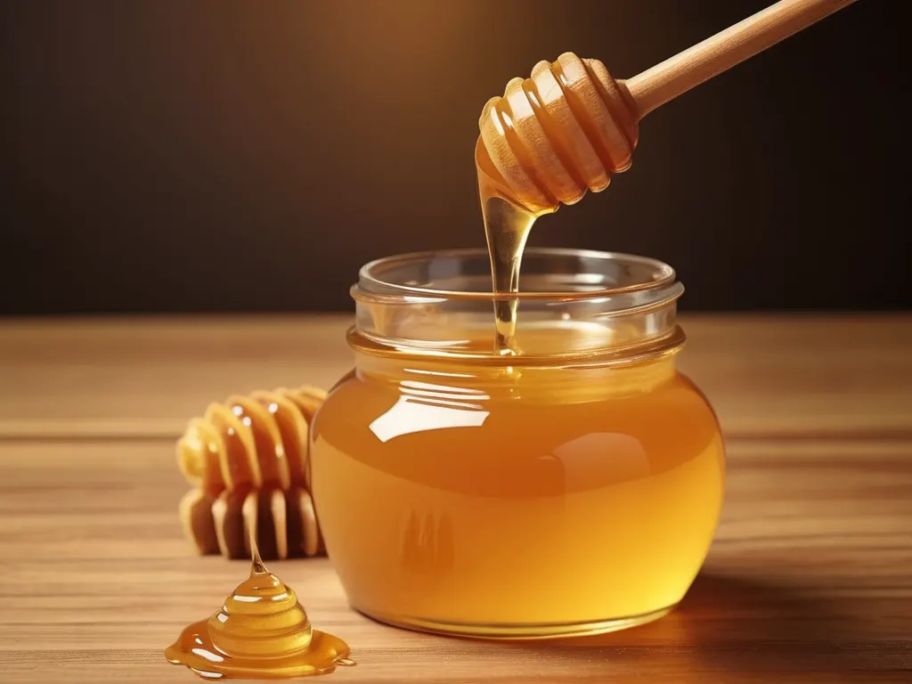 Honey jar with wooden dipper