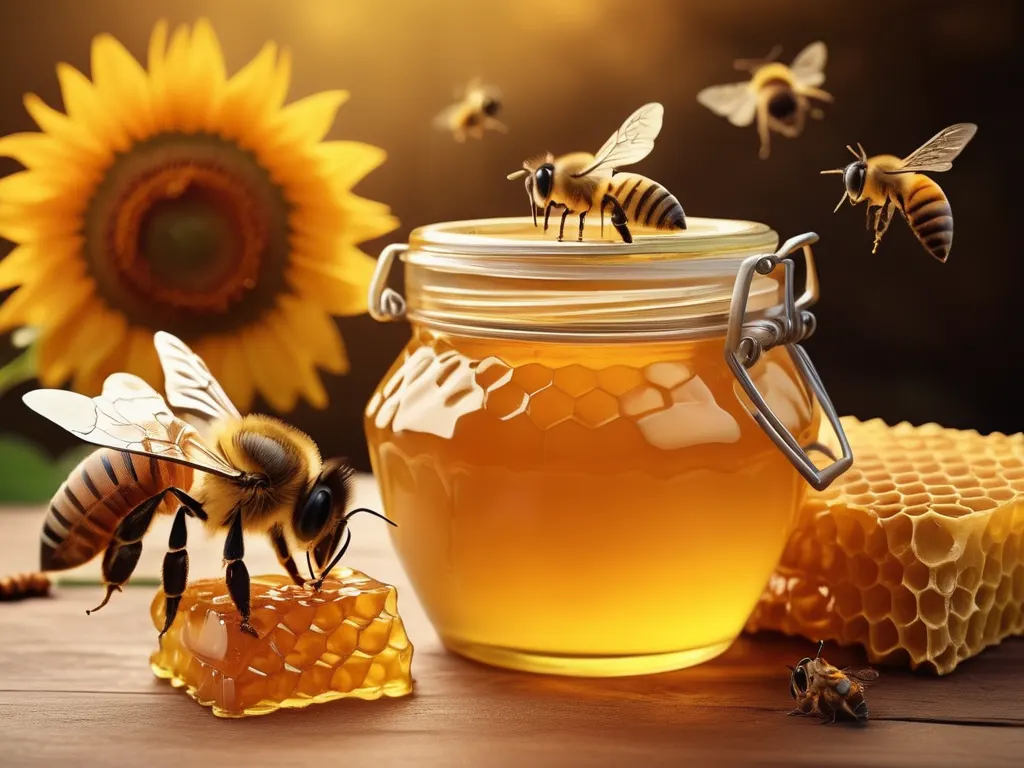 Fresh sunflower honey jar