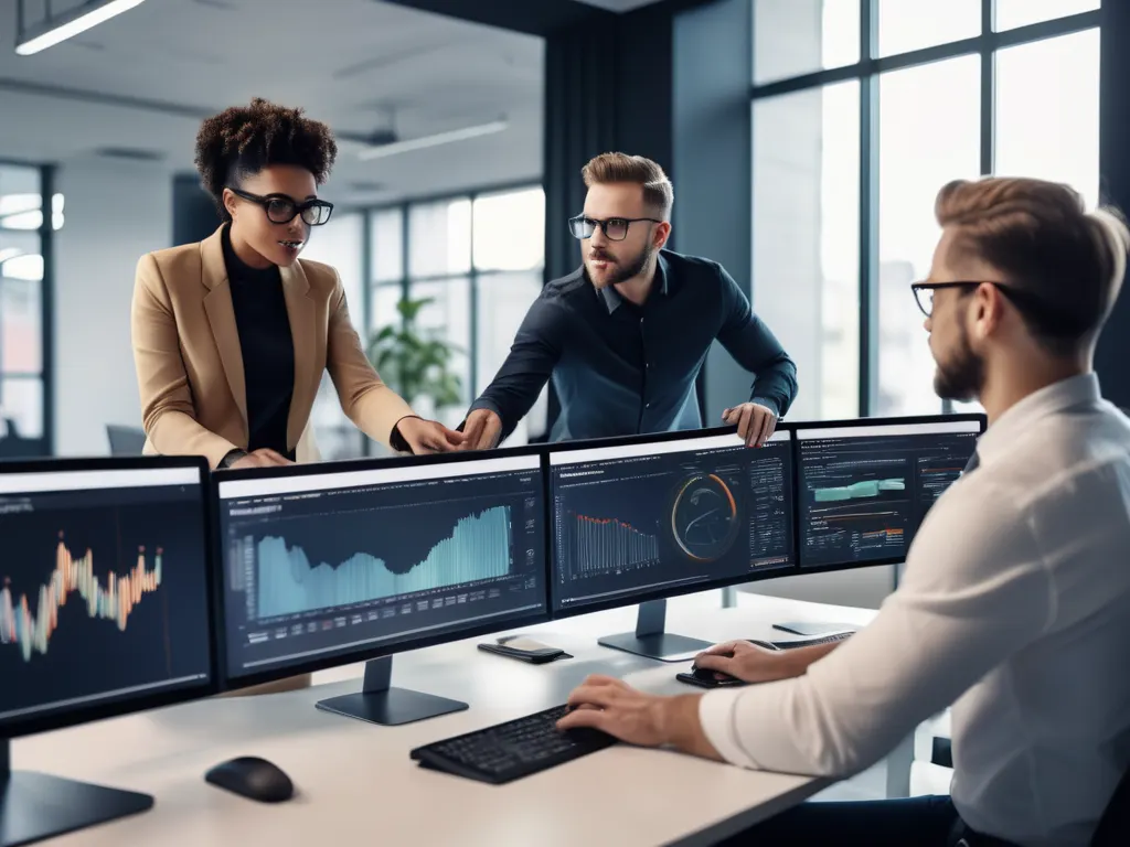 IT team collaborating in modern office