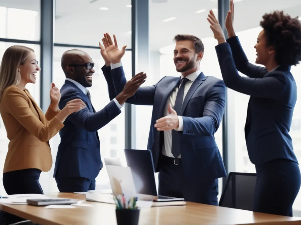 Business team celebrating success