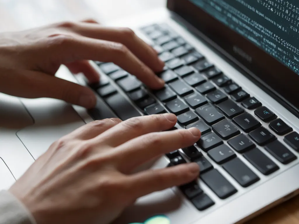 Coding on laptop