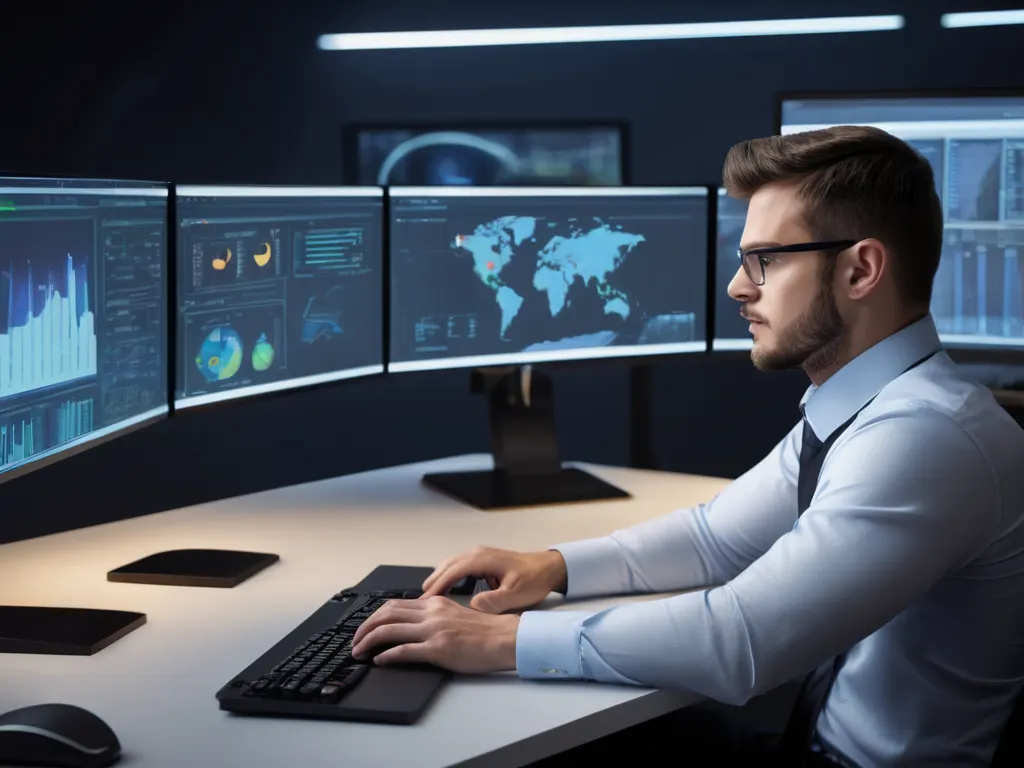 Tech worker at desk