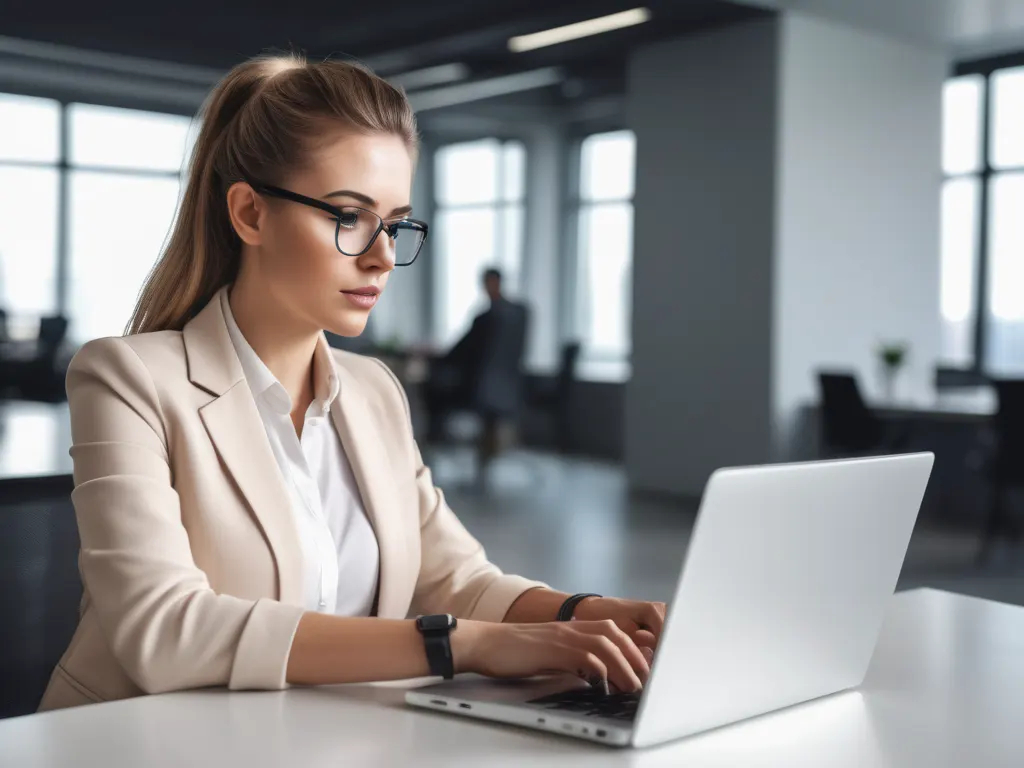 Woman working on laptop