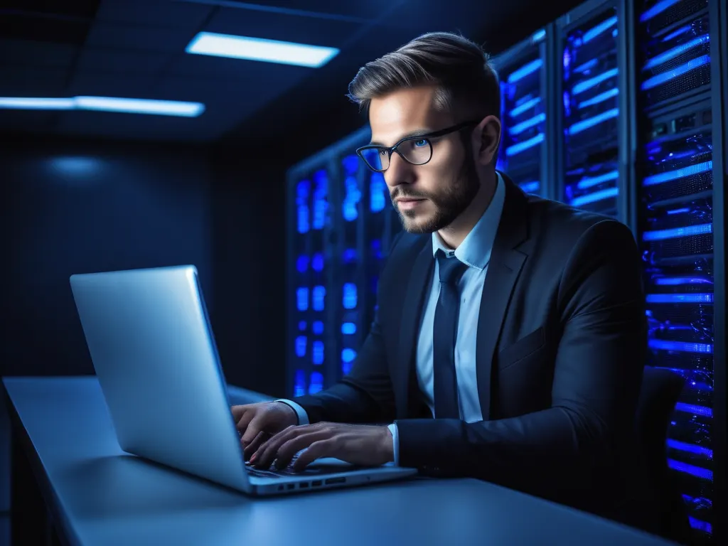 IT Professional working in server room
