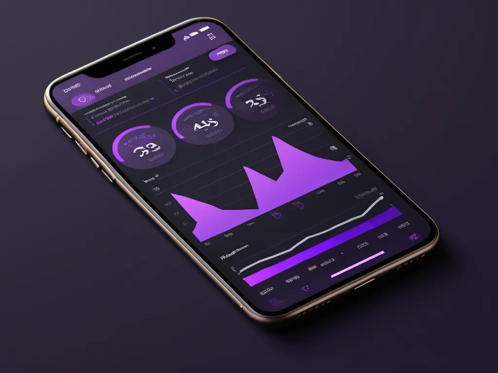 Intelio mobile app showing analytics dashboard on smartphone screen