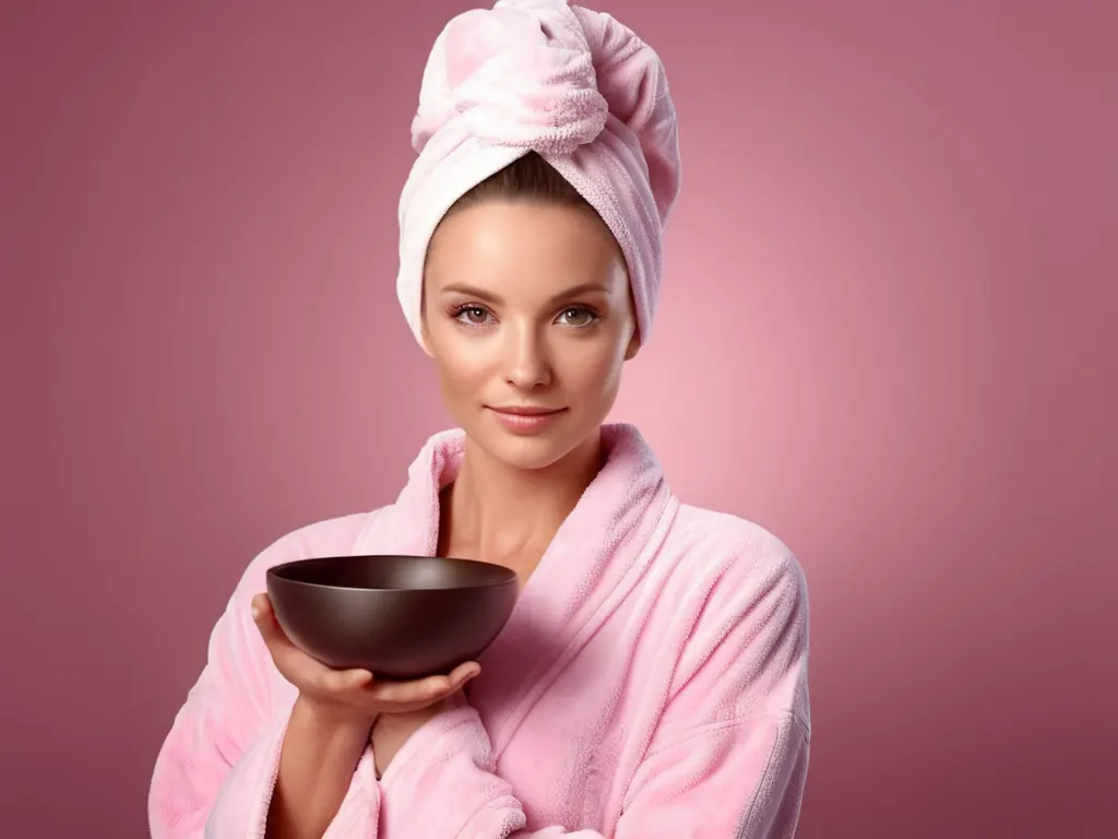 Woman in spa robe