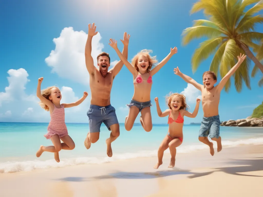 Happy family on beach vacation