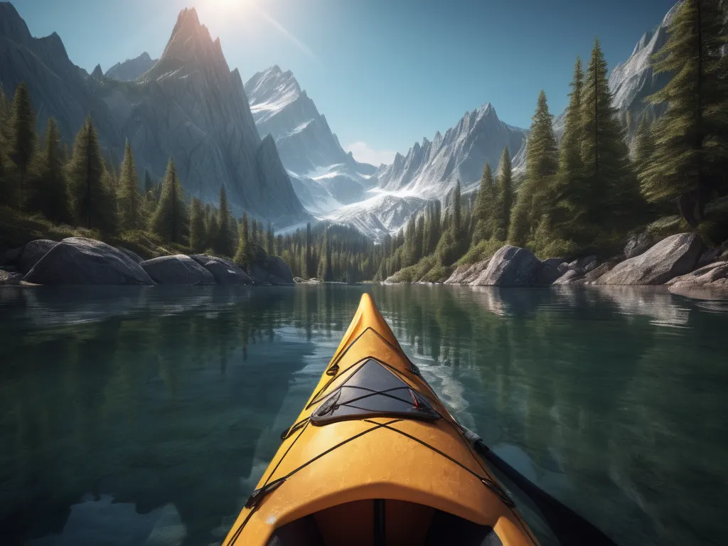 Mountain lake kayaking