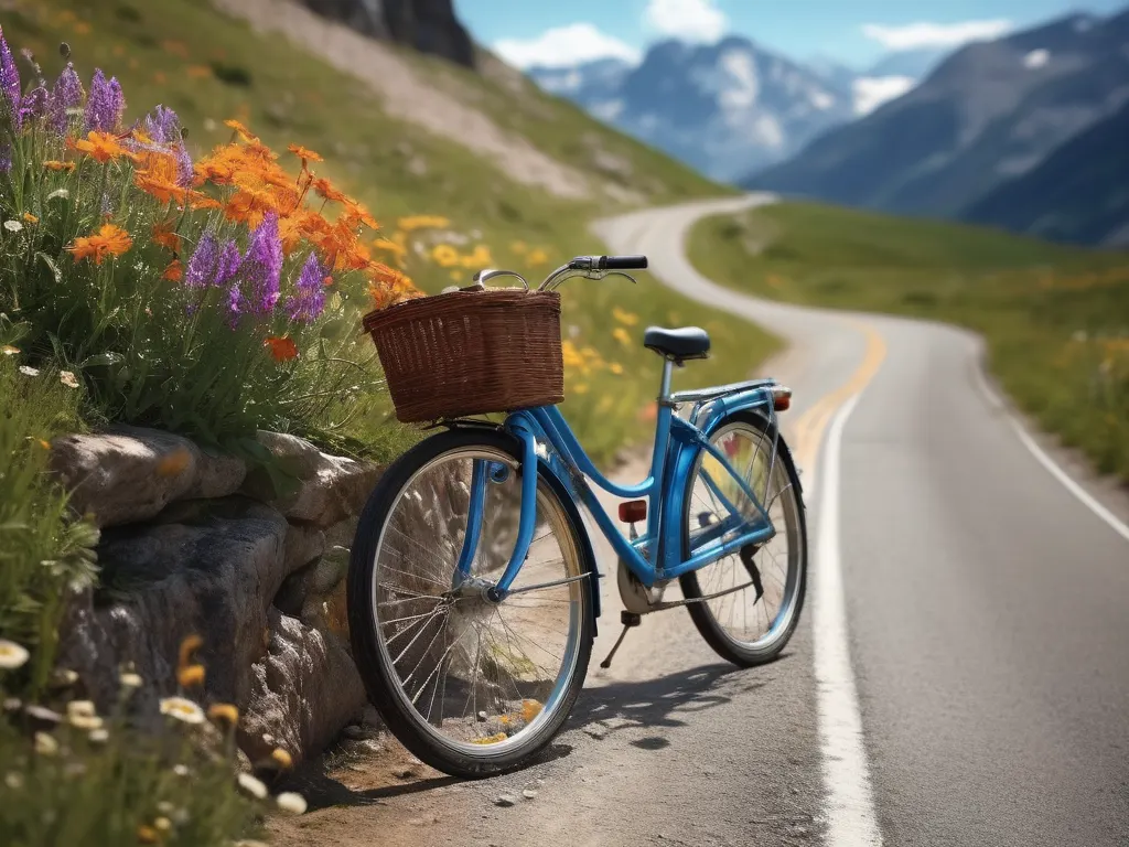 Bicycle on mountain road