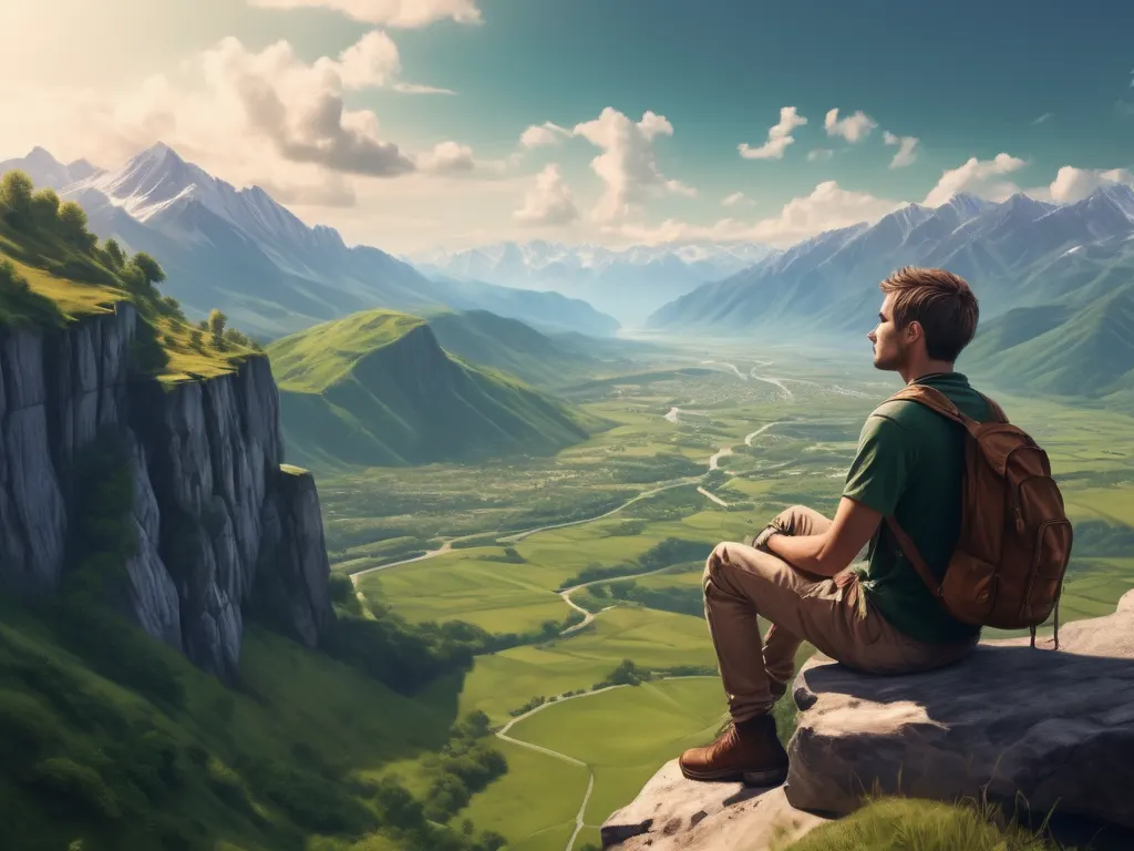 Traveler overlooking valley