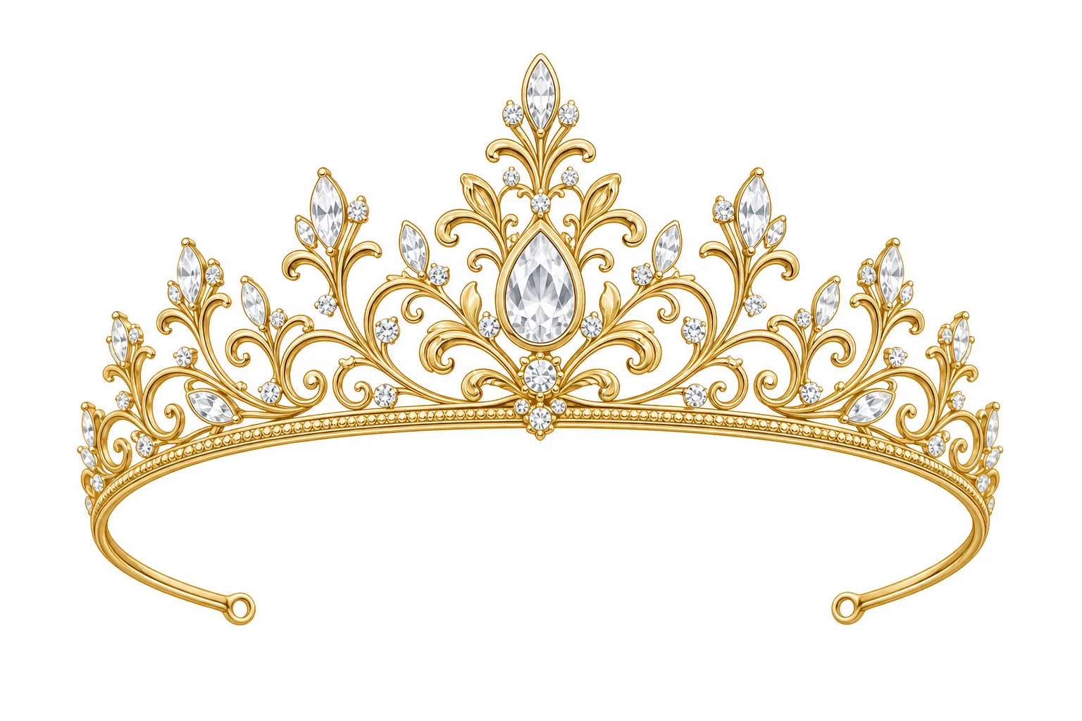 Wedding bride golden tiara crown, boutique accessory vector